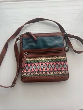 The Sak Multi Color Boho Pax Swing Pack Crossbody Aztec Leather Distressed